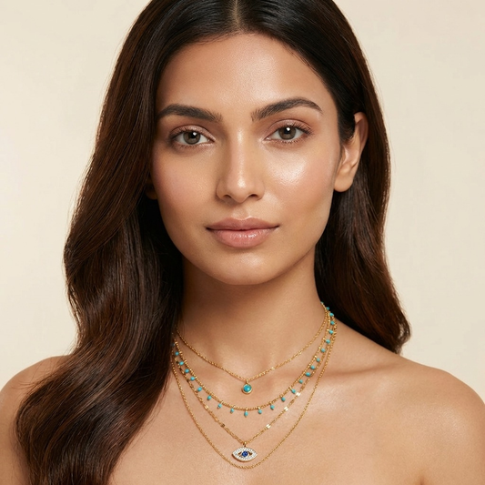 Multi layer ZirconEvil eye necklace