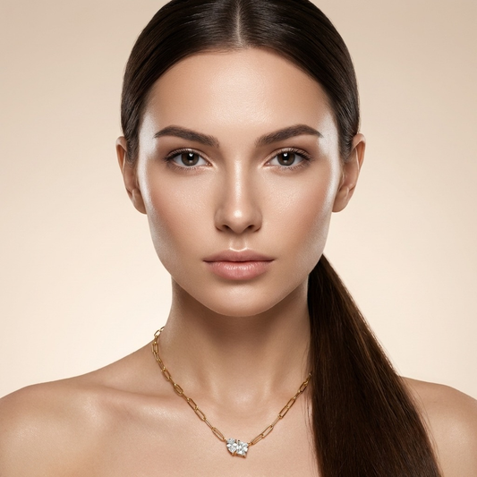 Water drop square zircon necklace