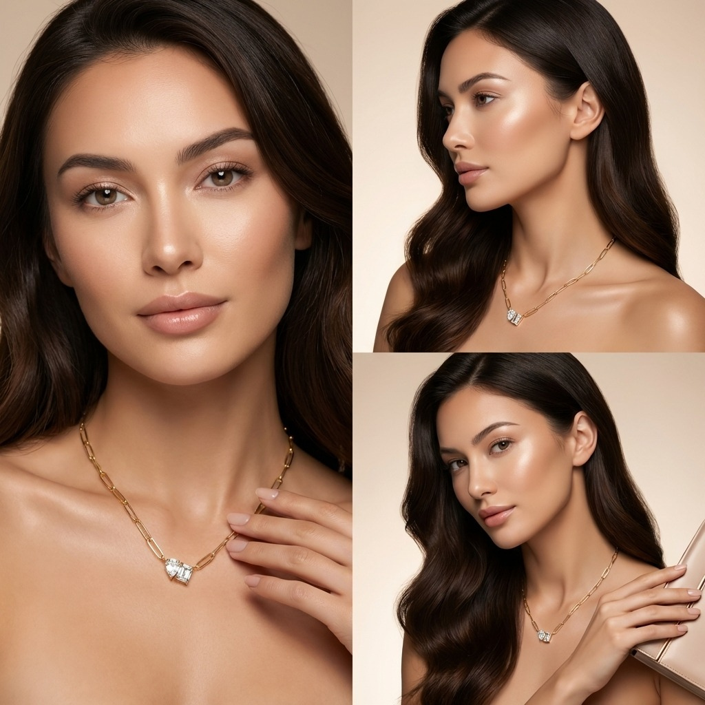 Water drop square zircon necklace