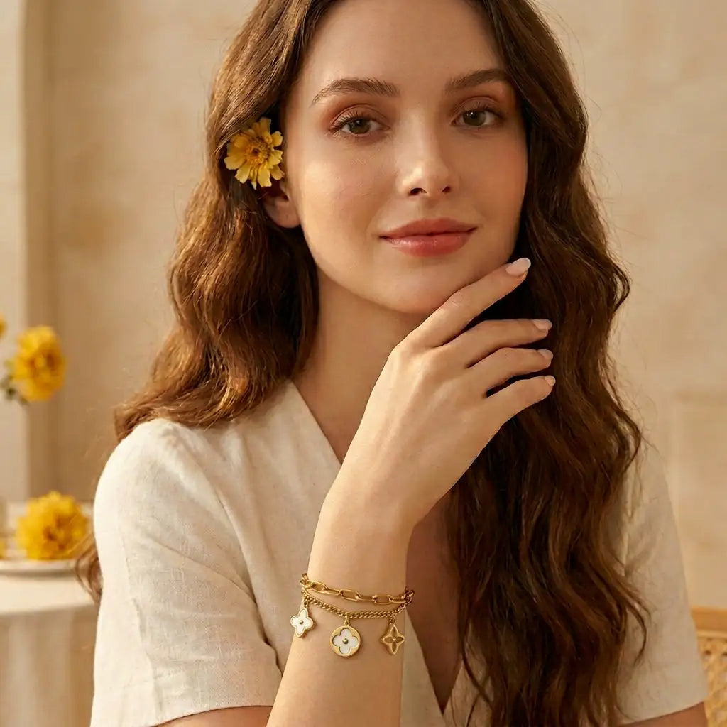 White Petal Charms Bracelet