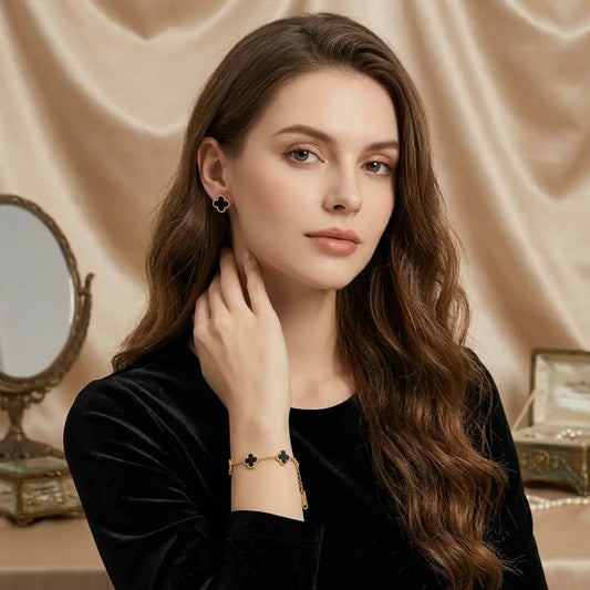 Four Leaf Clover 2pc Earrings and Braclets Combo