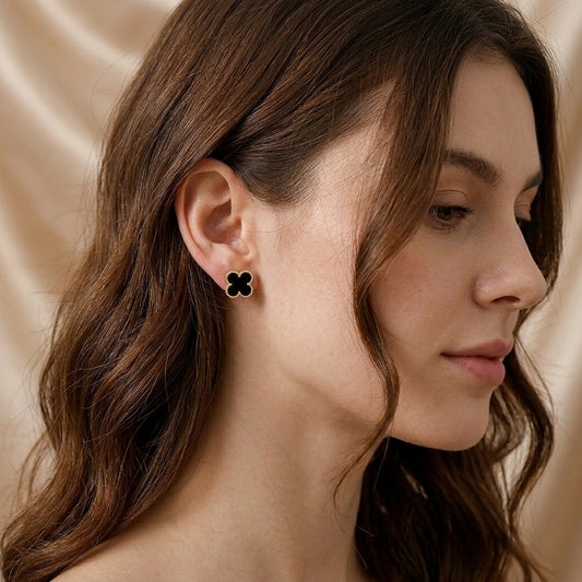 Four Leaf Clover Earing - Black