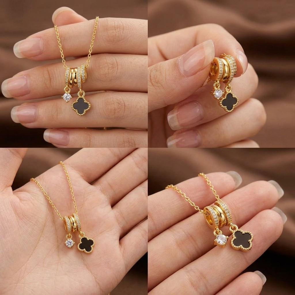 Black Clover Charm Pendant Necklace
