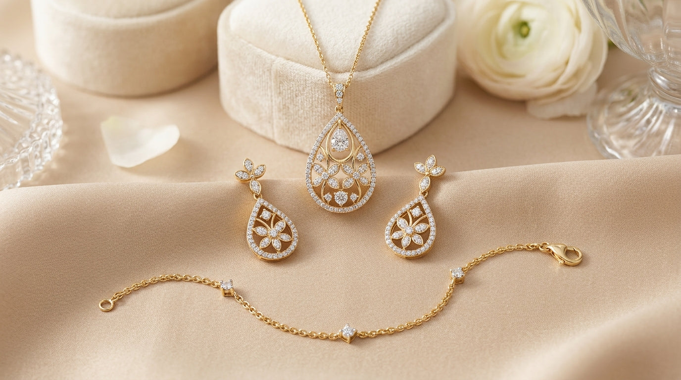 Pendant set with earrings and bracelet