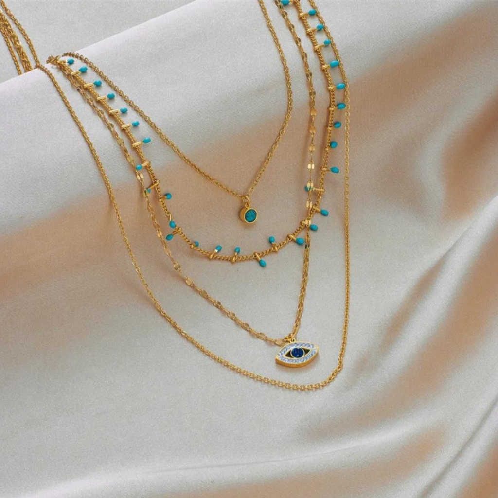 Multi layer ZirconEvil eye necklace
