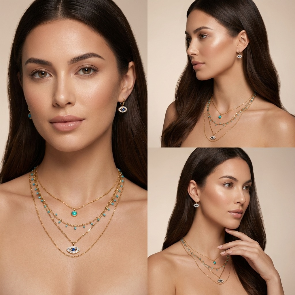 Multi layer ZirconEvil eye necklace