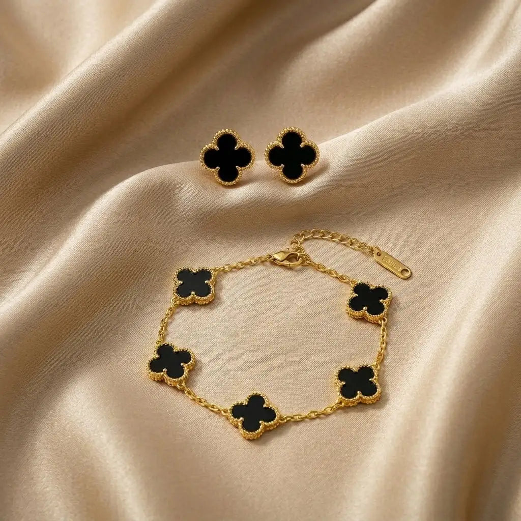 Four Leaf Clover 2pc Earrings and Braclets Combo