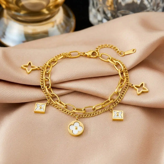 White Petal Charms Bracelet