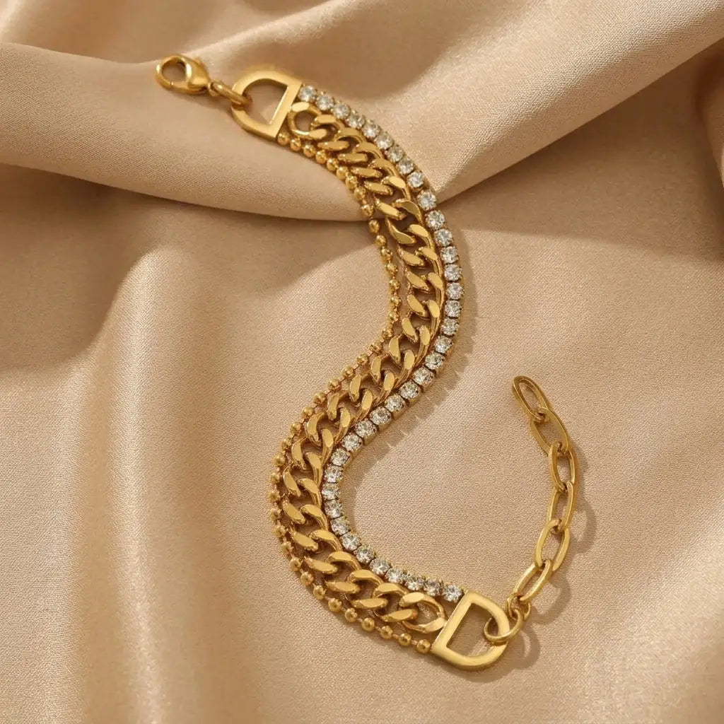 3 Layer  Zirconia tennis chain bracelet