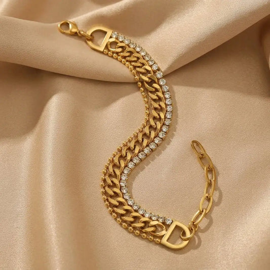 3 Layer  Zirconia tennis chain bracelet