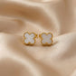 Four Leaf Clover Earing - White