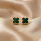 Four Leaf Clover Earrings -  Green