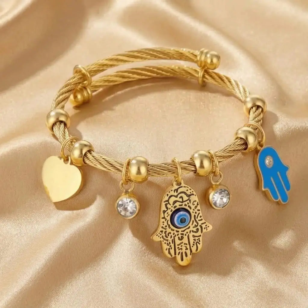 Evil eye charm jewellery cuff bracelet