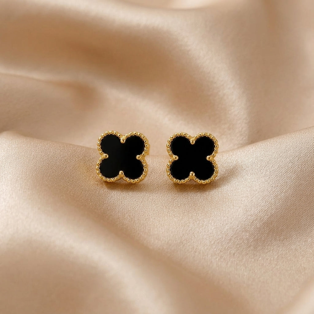 Four Leaf Clover Earing - Black