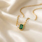Emerald gem bar necklace