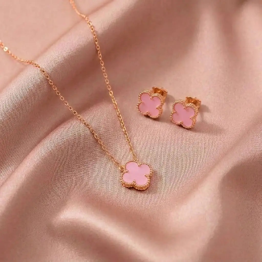 Four Leaf Clover 2pc Earrings and Pendent Combo