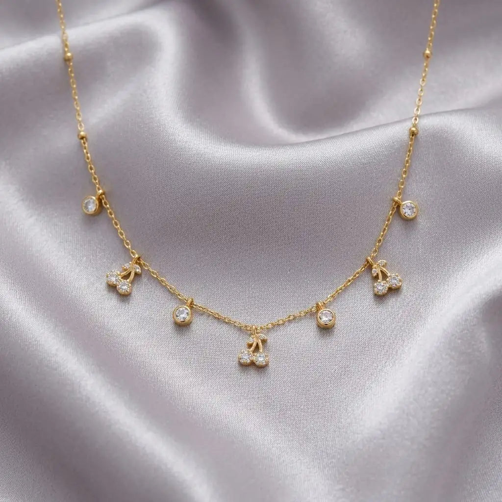 Cherry zirconia charm necklace