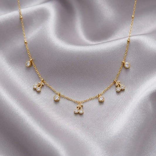 Cherry zirconia charm necklace
