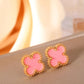 Four Leaf Clover Earrings -Pink