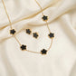 Five-Leaf Clover Earrings And Pendant Combo