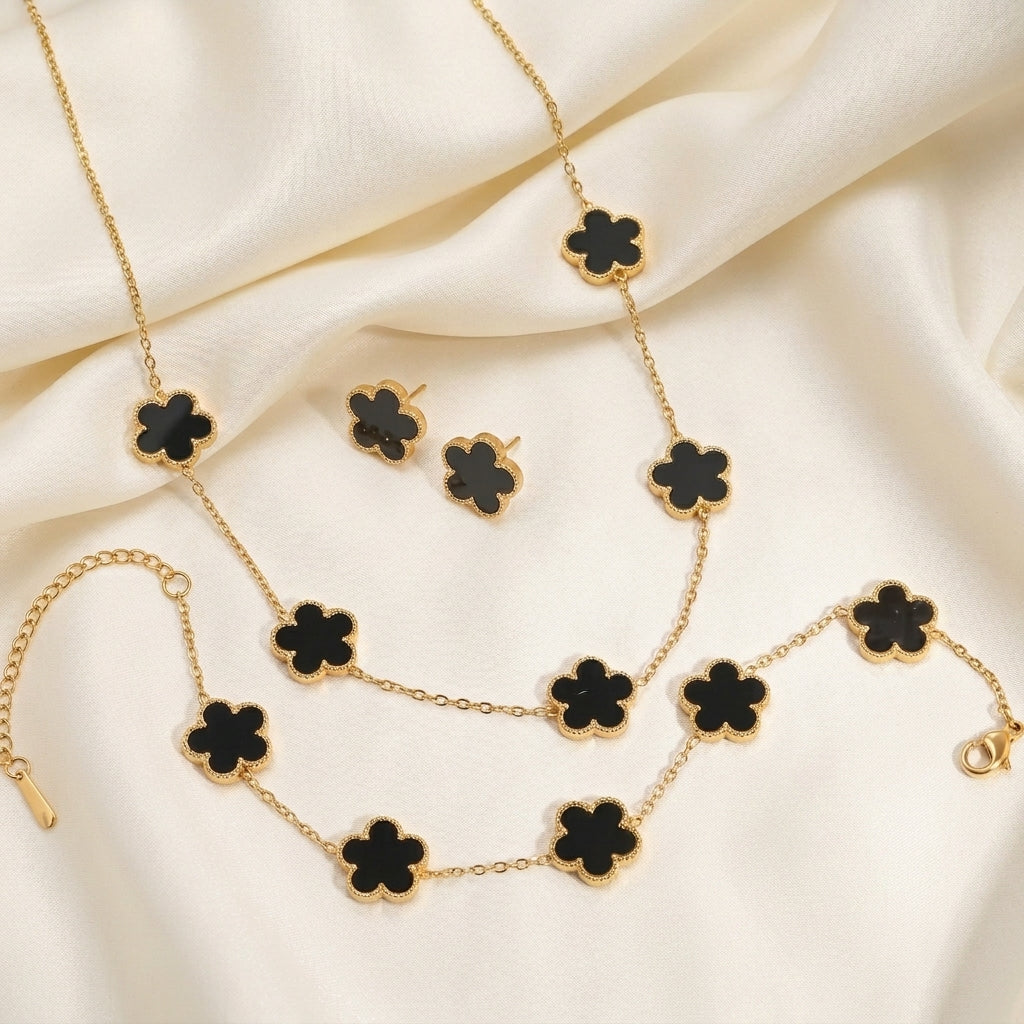 Five leaf Clover jewellery 3pc set