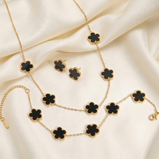 Five leaf Clover jewellery 3pc set