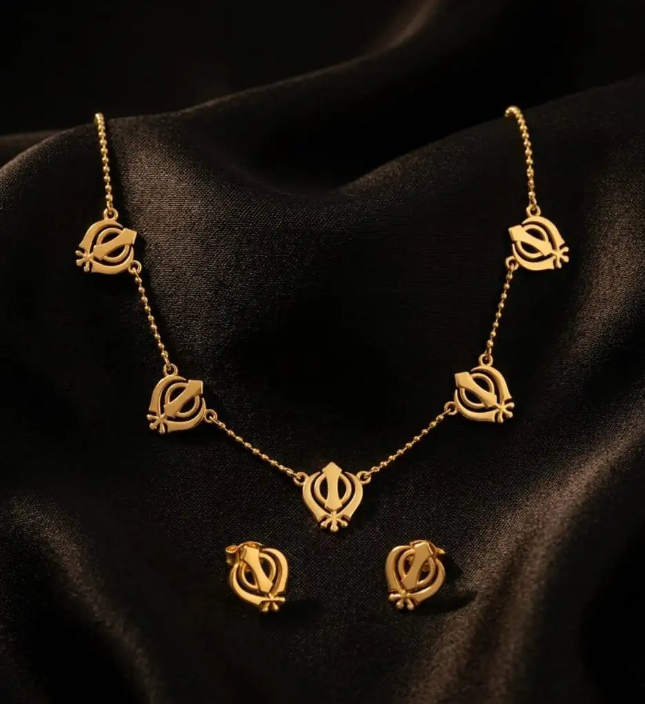 Khanda charms necklace with earrings