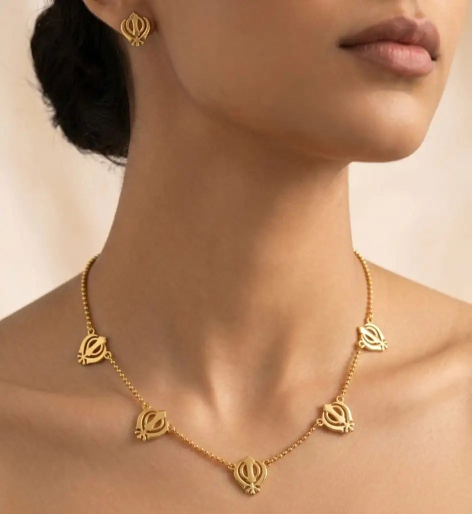 Khanda charms necklace with earrings