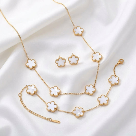 Five leaf Clover jewellery 3pc set