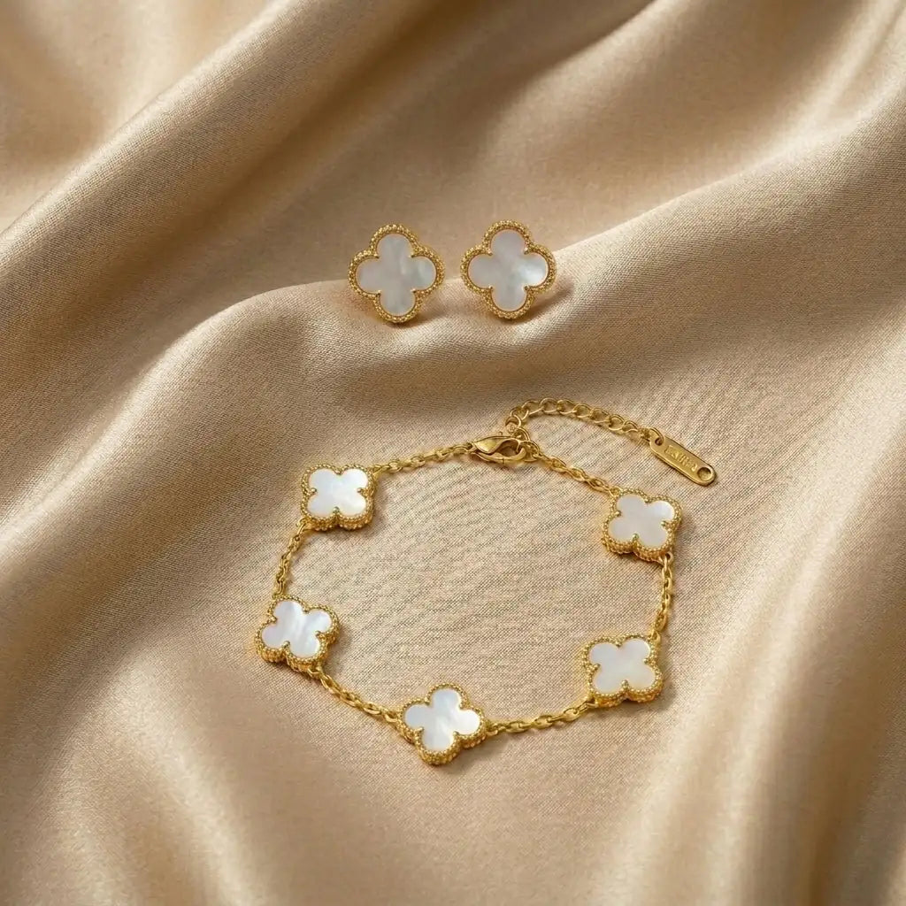 Four Leaf Clover 2pc Earrings and Braclets Combo