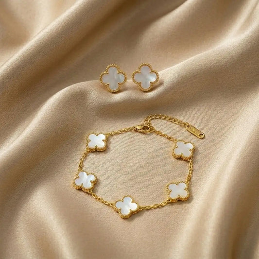 Four Leaf Clover 2pc Earrings and Braclets Combo