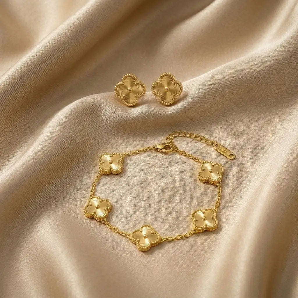 Four Leaf Clover 2pc Earrings and Braclets Combo