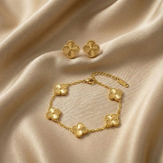 Four Leaf Clover 2pc Earrings and Braclets Combo