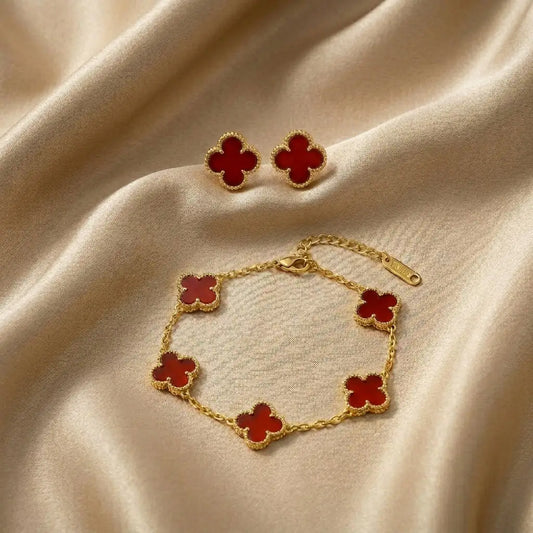 Four Leaf Clover 2pc Earrings and Braclets Combo