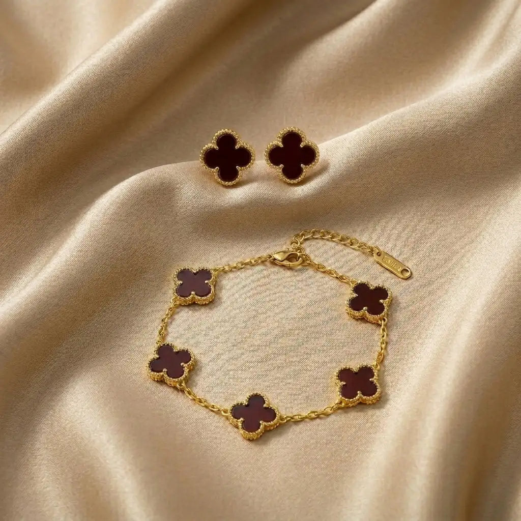 Four Leaf Clover 2pc Earrings and Braclets Combo