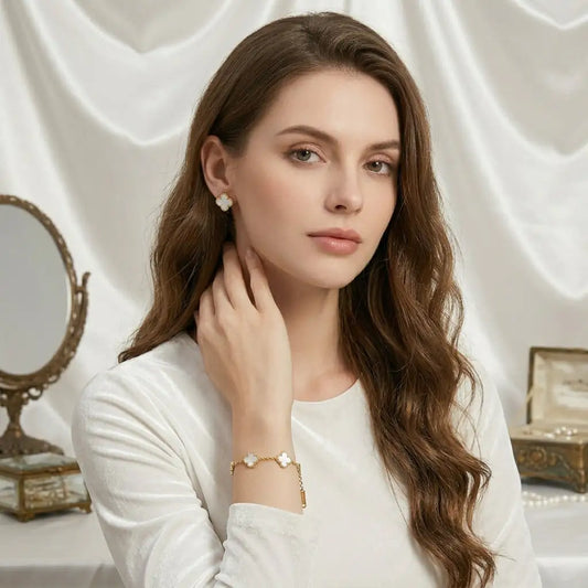 Four Leaf Clover 2pc Earrings and Braclets Combo