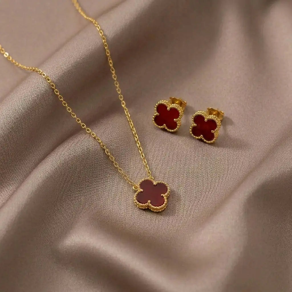 Four Leaf Clover 2pc Earrings and Pendent Combo