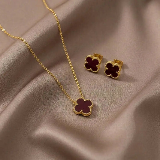 Four Leaf Clover 2pc Earrings and Pendent Combo