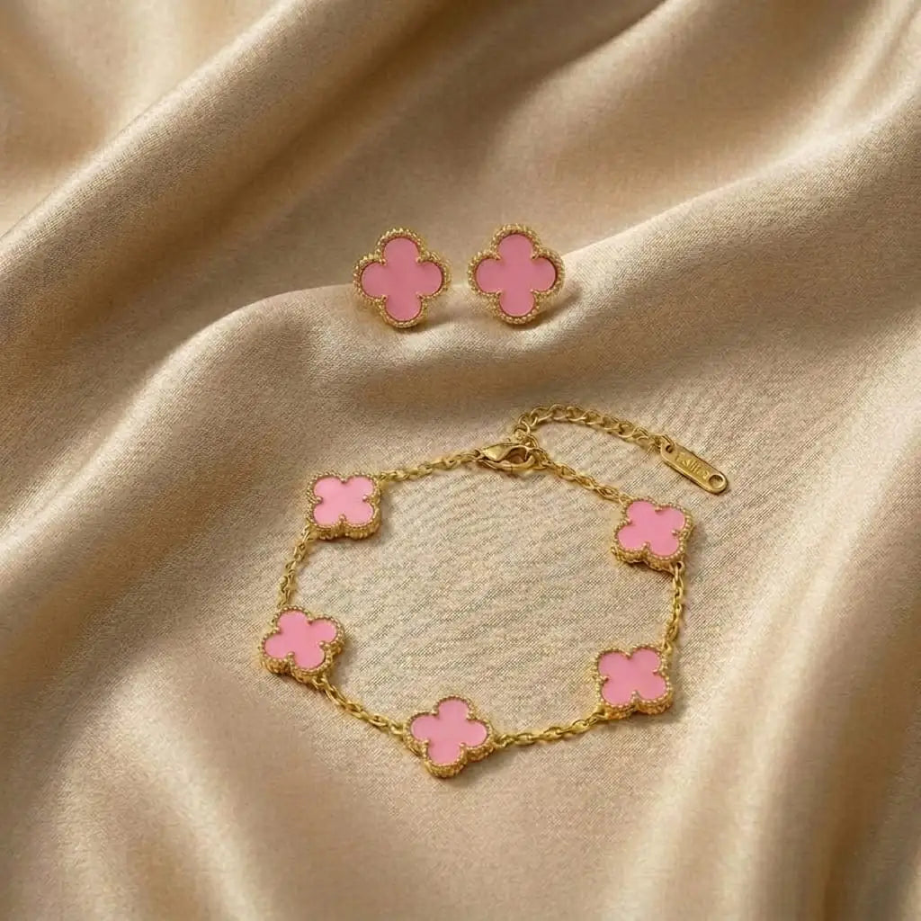 Four Leaf Clover 2pc Earrings and Braclets Combo